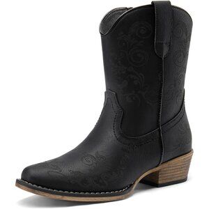 Dream Pairs Women's Black Western Low Chunky Heels Square Toe Fall Ankle Boots